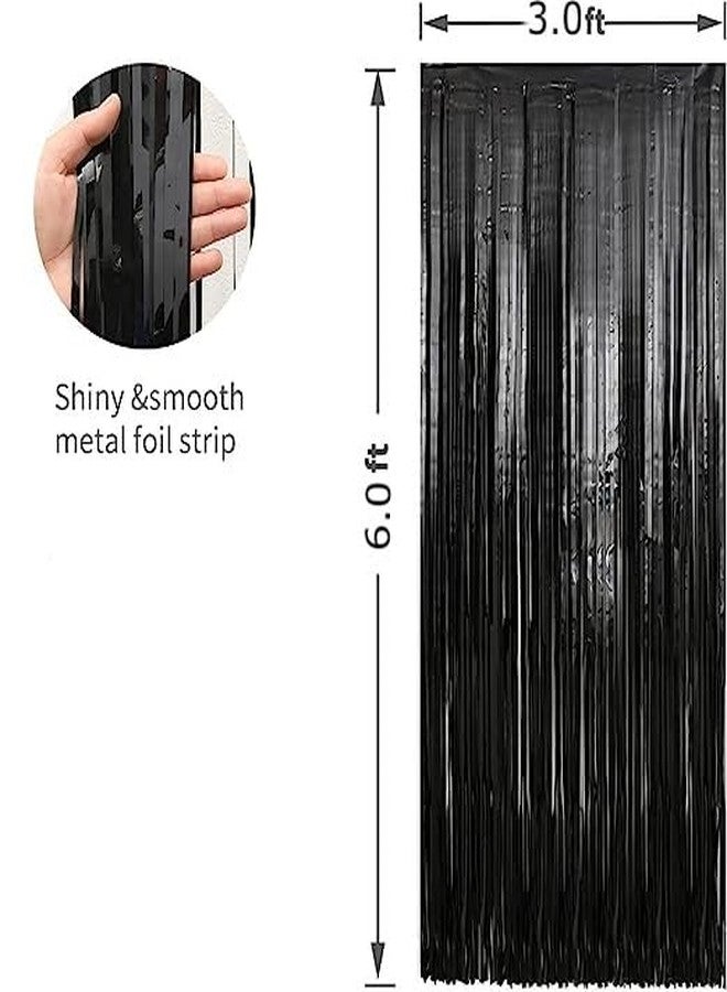 1iAM Black Foil Curtain for Birthday/ Anniversary/ Gruduation Party/ Promotion Party/ Rice Ceremony/ Baby shower/ Christmas/ New Year Celebration/ Wedding/ Theme Party - Image 2
